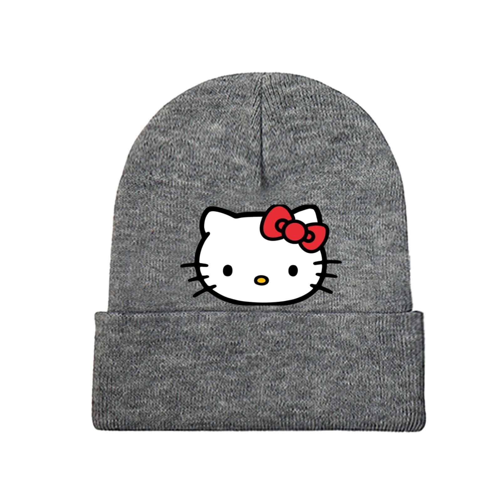 KCKTHDN Gray Cute Hello Kitty Beanie Hats for Women Men Winter Hats Womens Knitted Beanies Cuffed Skull Cap Warm Ski Hat